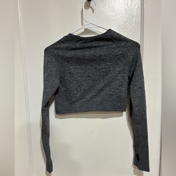 Women's Gray Long Sleeve Crop Active Top Size M - Picture 4 of 4